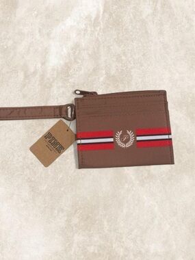 PINK Collegiate Brown ID Holder Wristlet